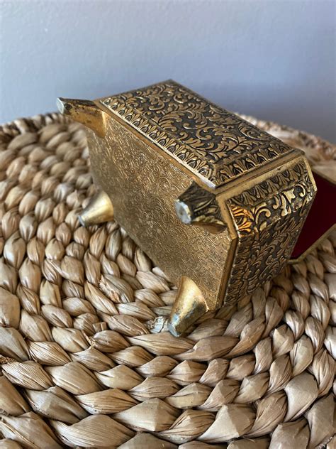 small metal keepsake box|vintage metal trinket box.